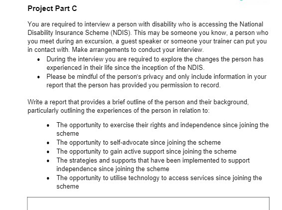 Project Part C You are required to interview a