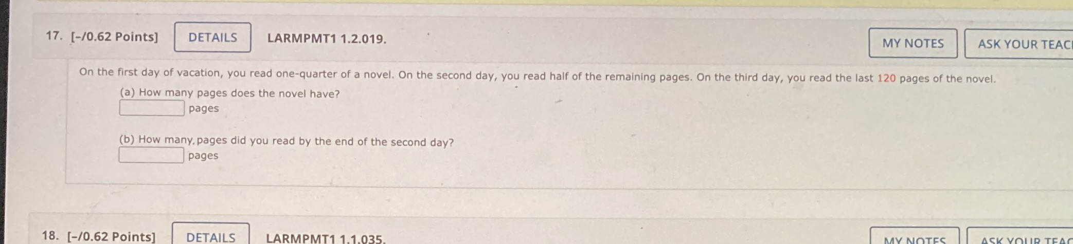 17. [-/0.62 Points] DETAILS LARMPMT1 1.2.019. MY