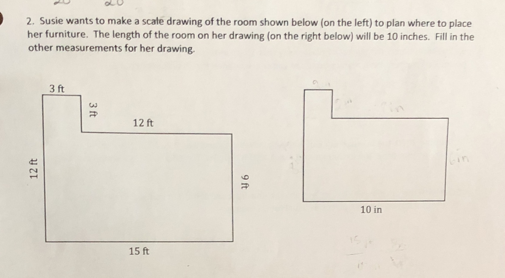 2. Susie wants to make a scale drawing of the