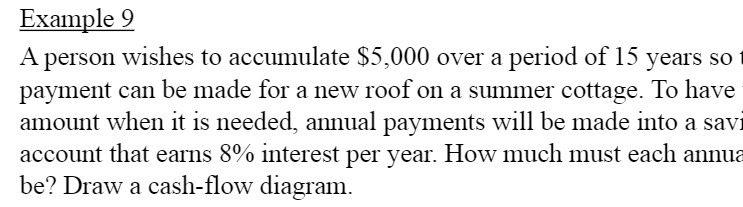 Example 9 A person wishes to accumulate $5,000