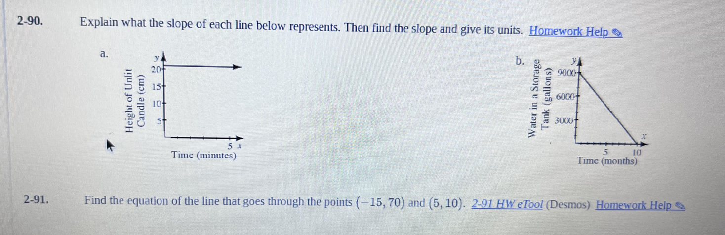 2-90. Explain what the slope of each line below