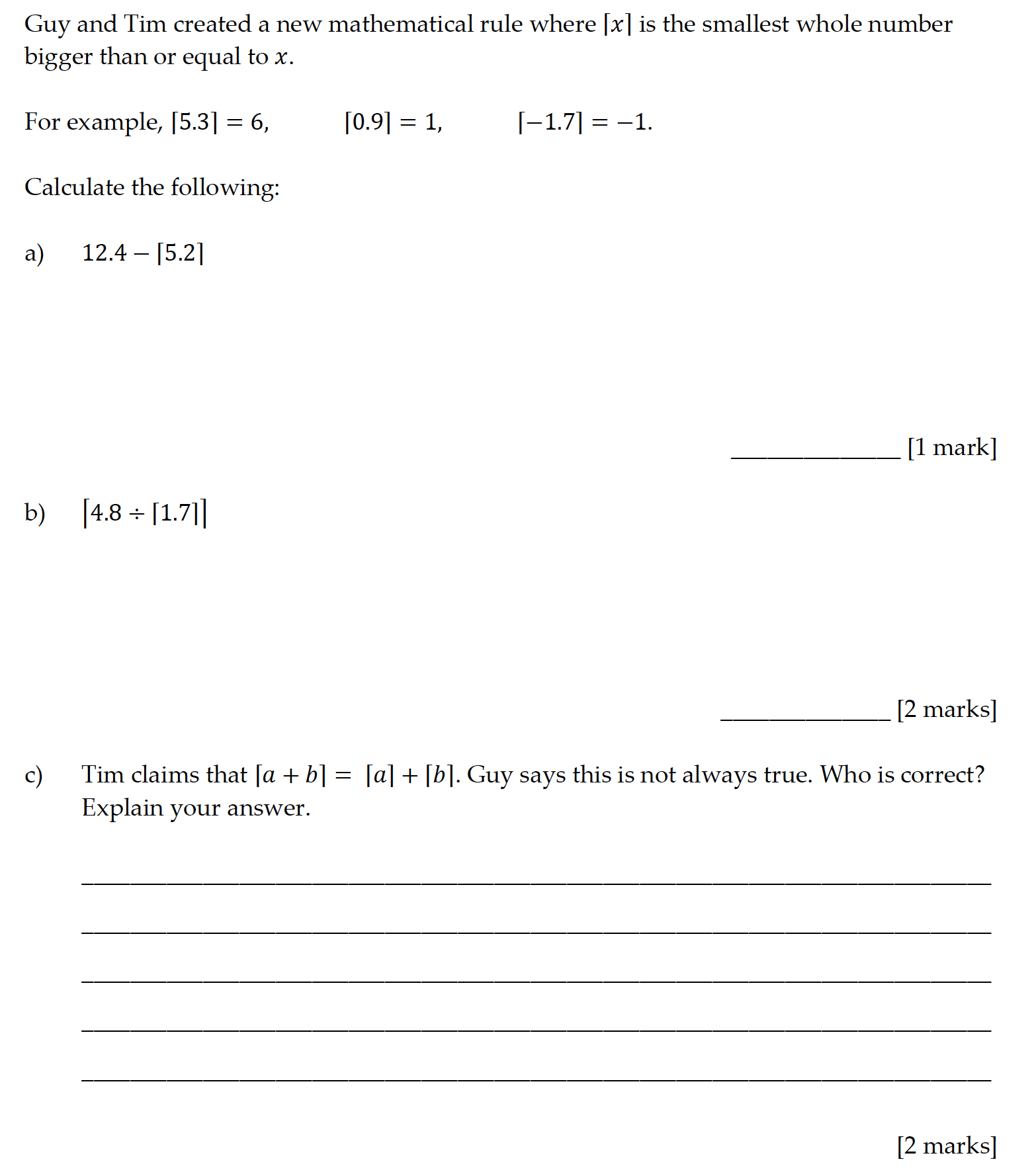 Guy and Tim created a new mathematical rule where