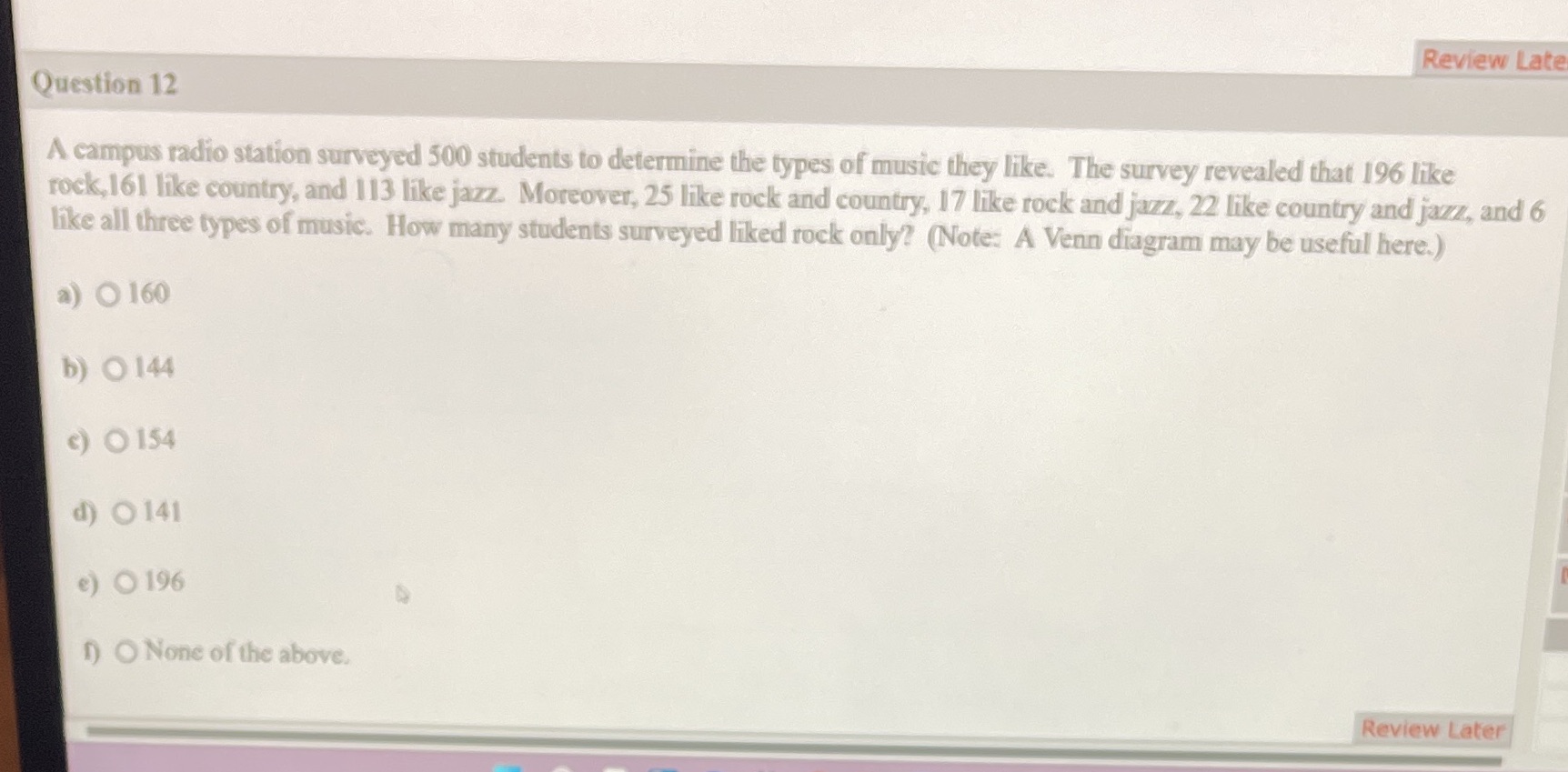 Review Late Question 12 A campus radio station
