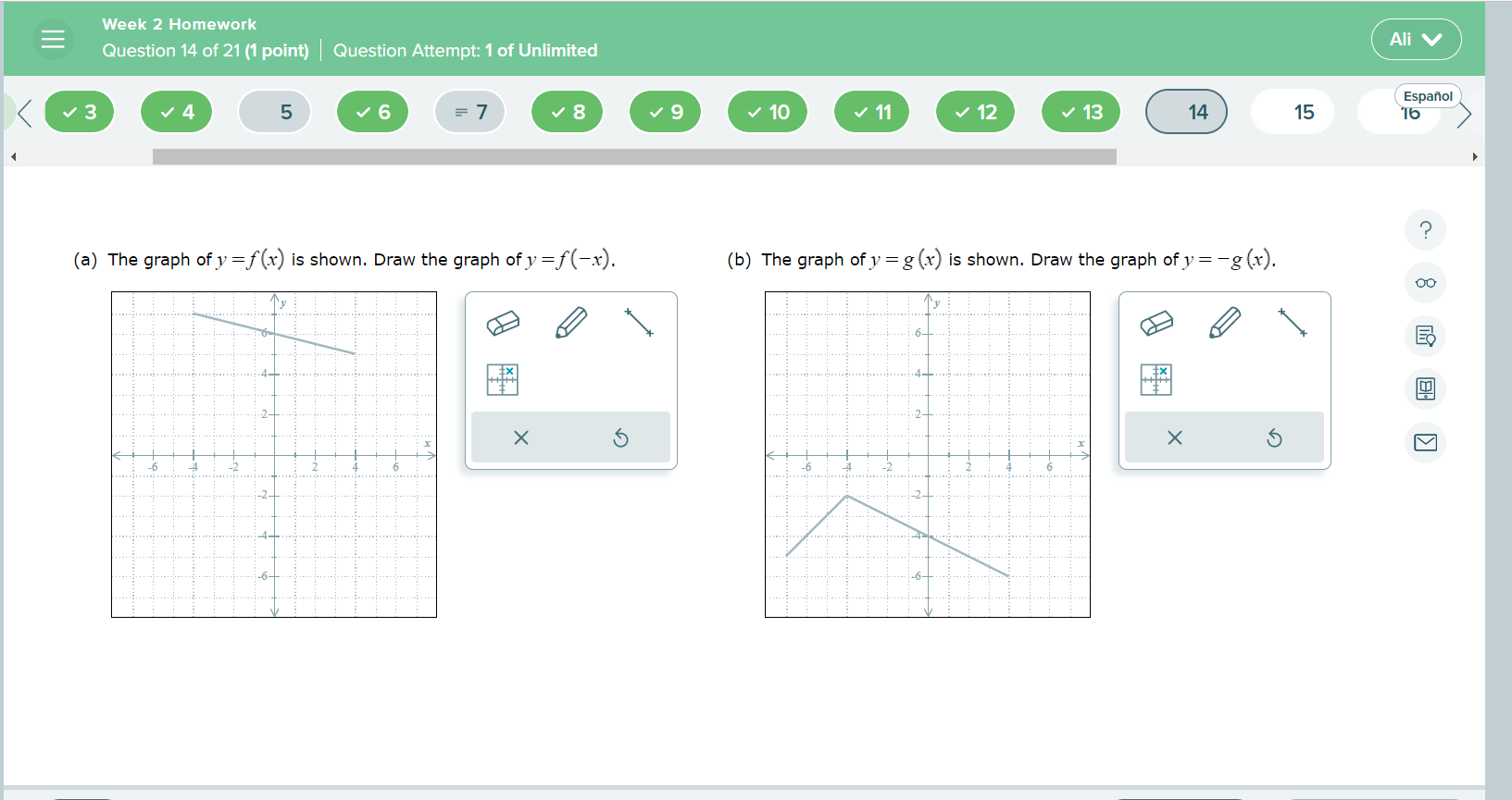 Week 2 Homework E Question 14 of 21 (1 point) |