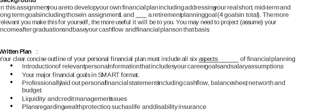 background n this assignmenyou areto developyour