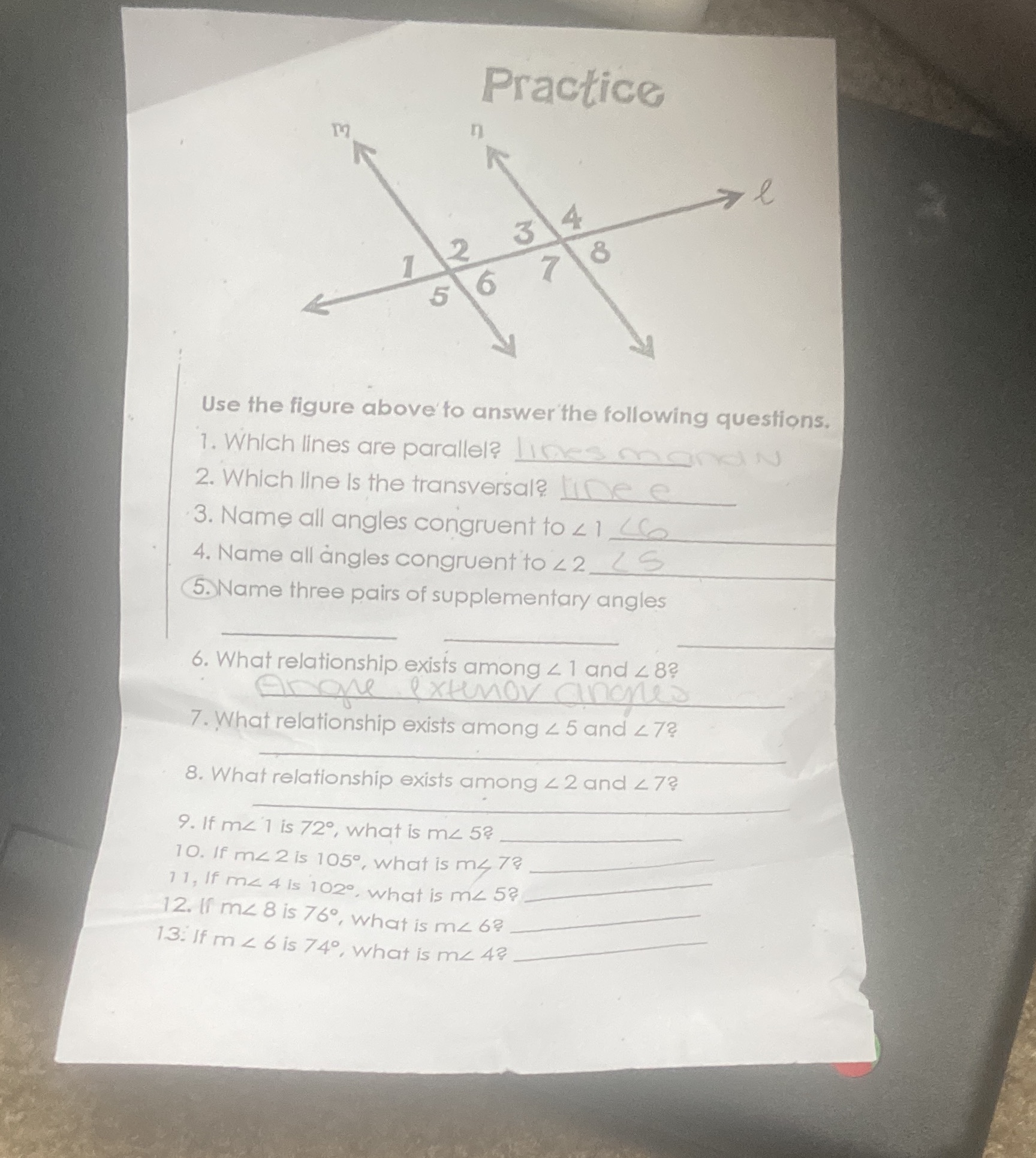 Practice 4 8 Use the figure above to answer the
