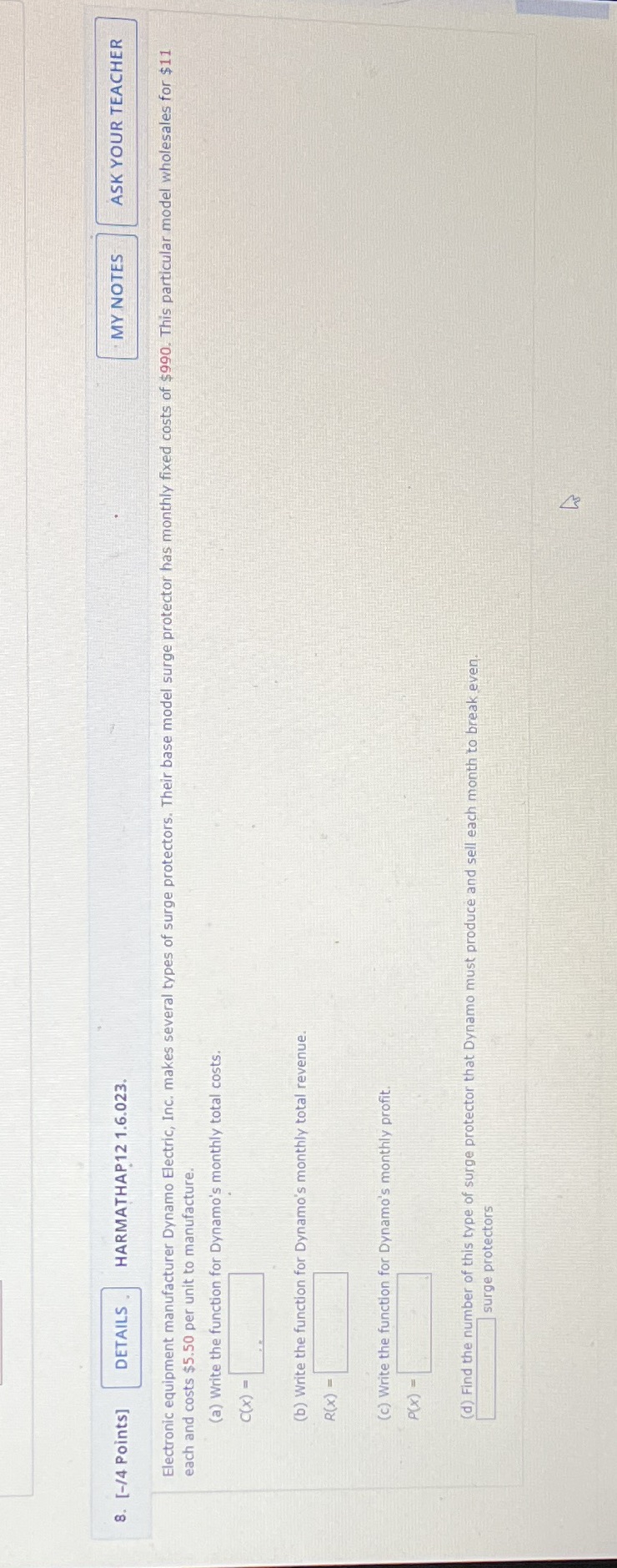 8. [-/4 Points] DETAILS HARMATHAP12 1.6.023. MY