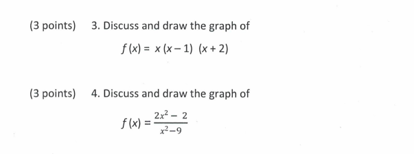 (3 points) 3. Discuss and draw the graph of f (x)