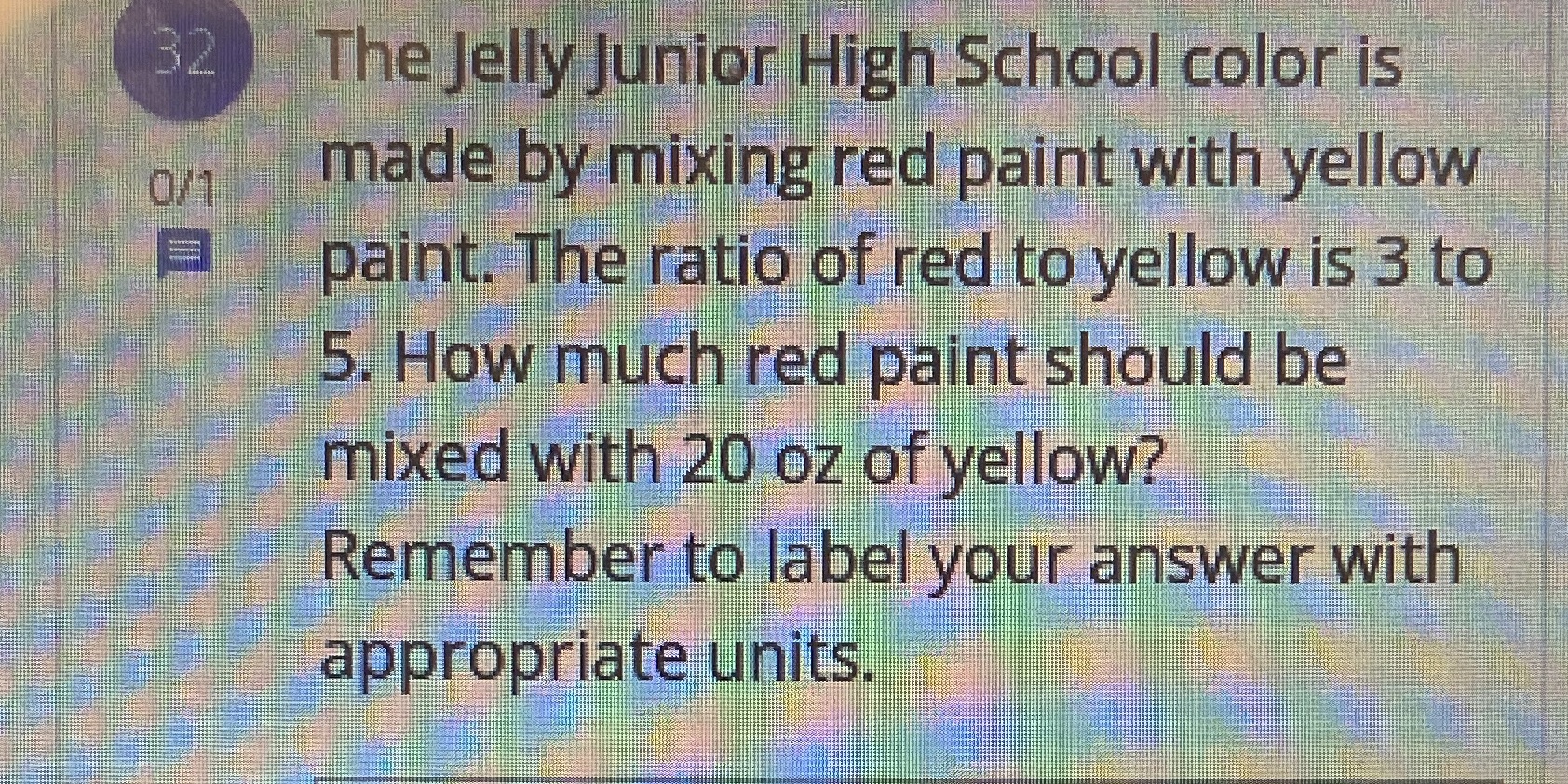 What is the Ratio of red paint? 32 The Jelly