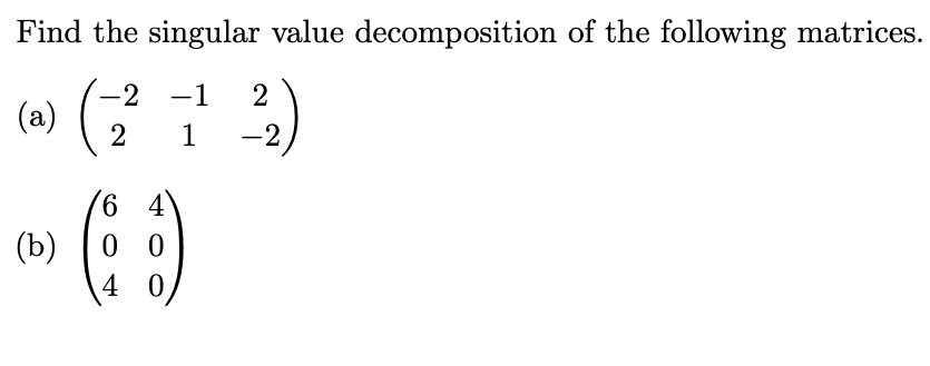 Find the singular value decomposition of the