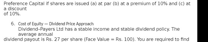 Preference Capital if shares are issued (a) at