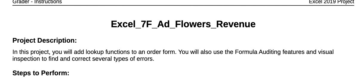 Grader - Instructions Excel 2019 Project
