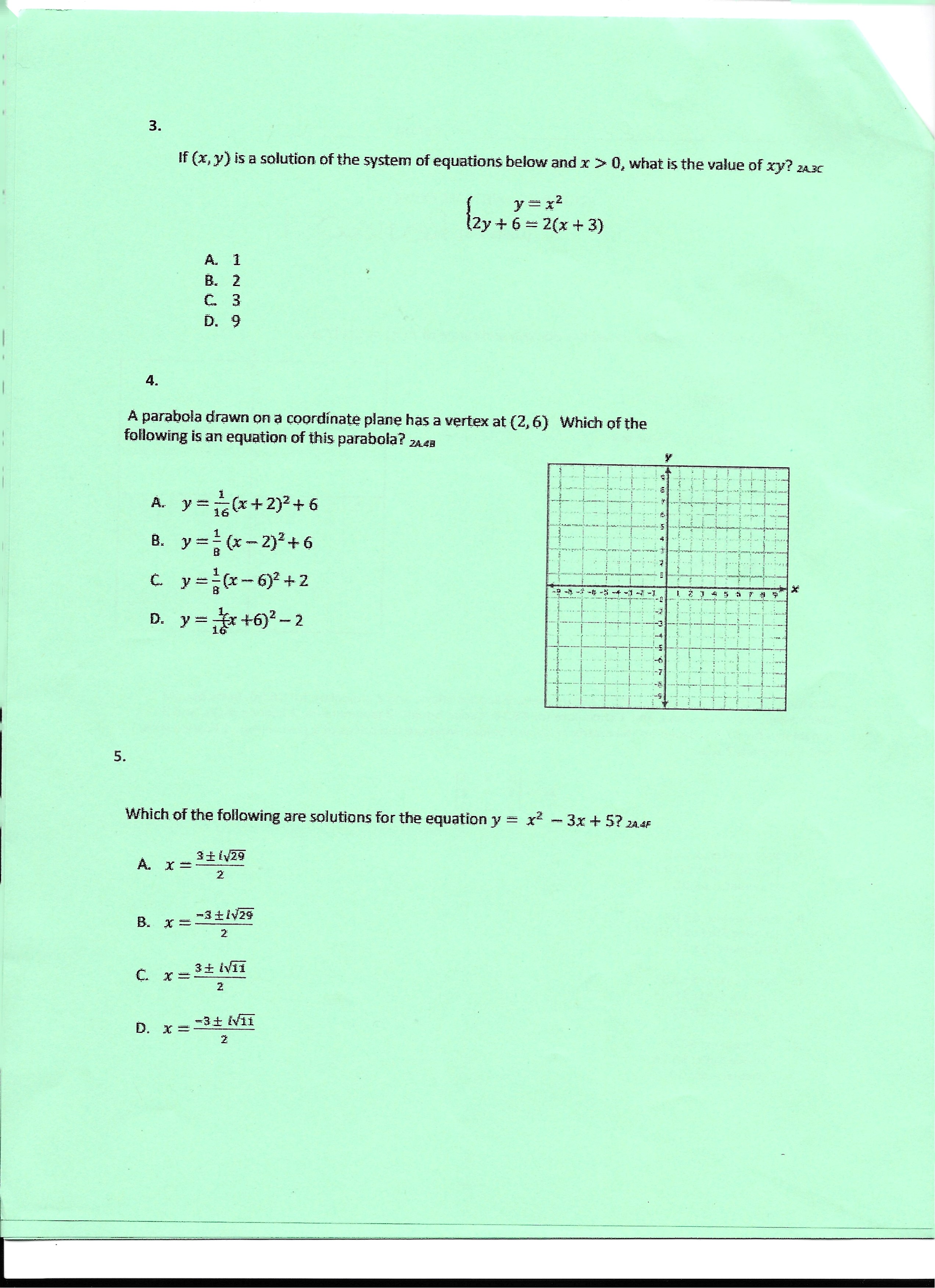 Name allen Brazzle Period ALGEBRA II MIDTERM EXAM