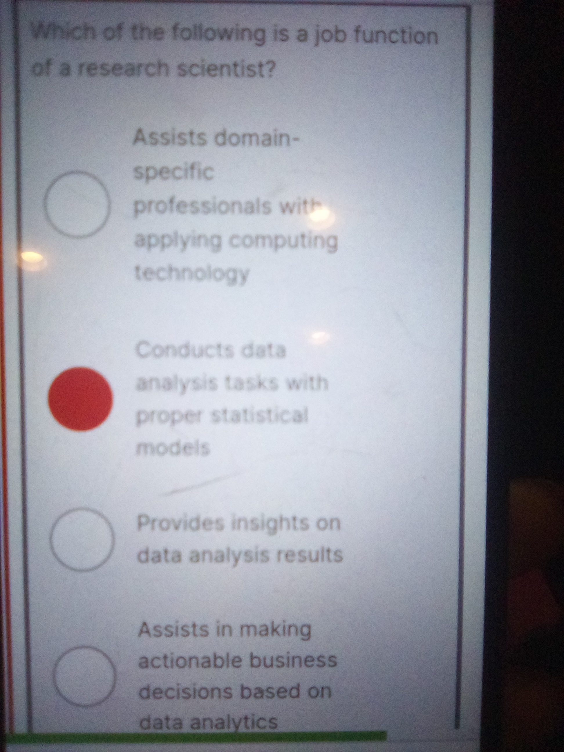 which of the following is a job function of a