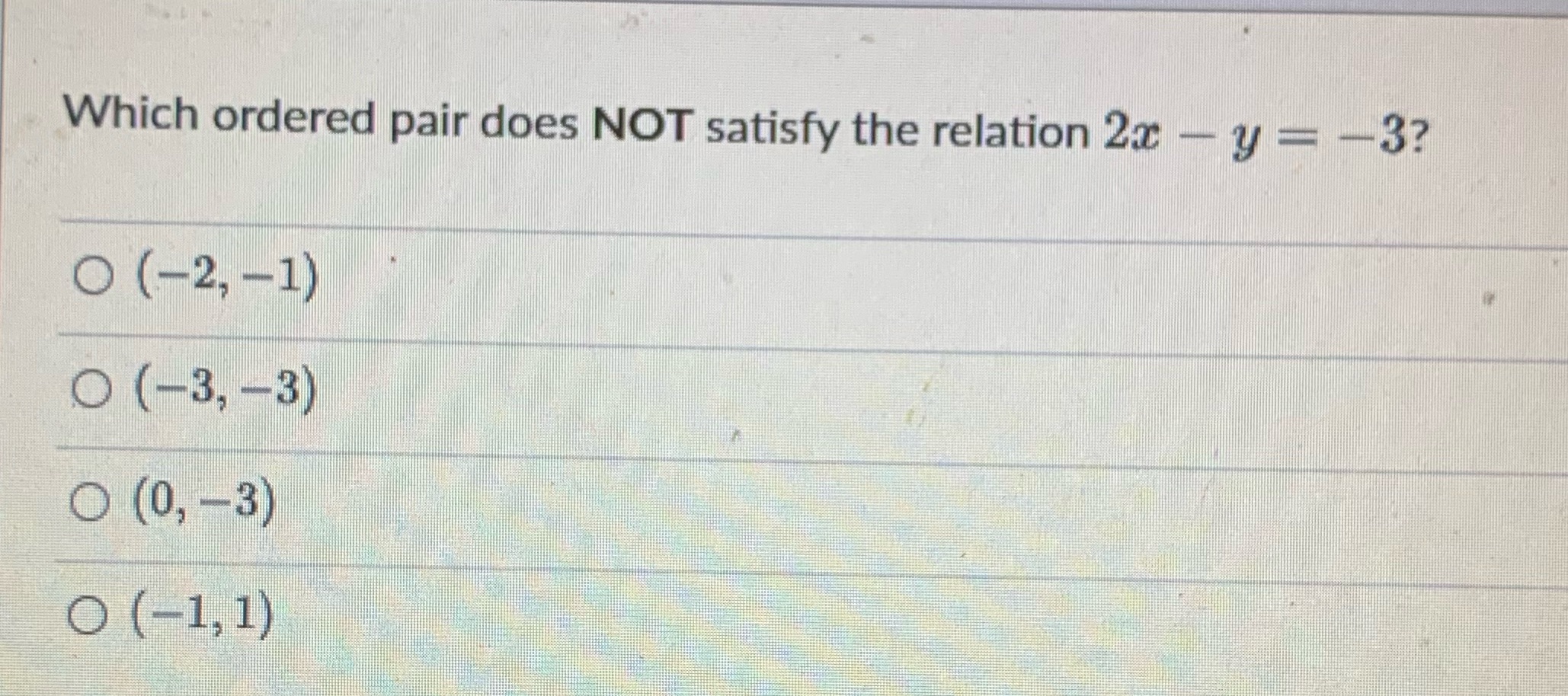 I need help Which ordered pair does NOT satisfy