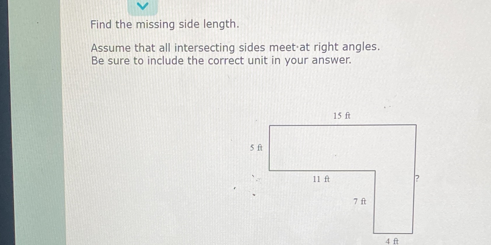 Find the missing side length. Assume that all