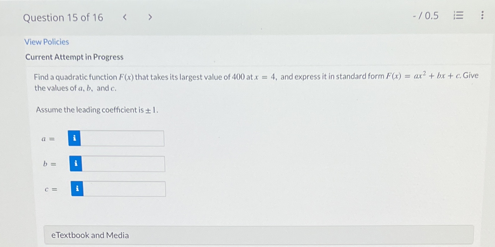 Question 15 of 16 <  style=