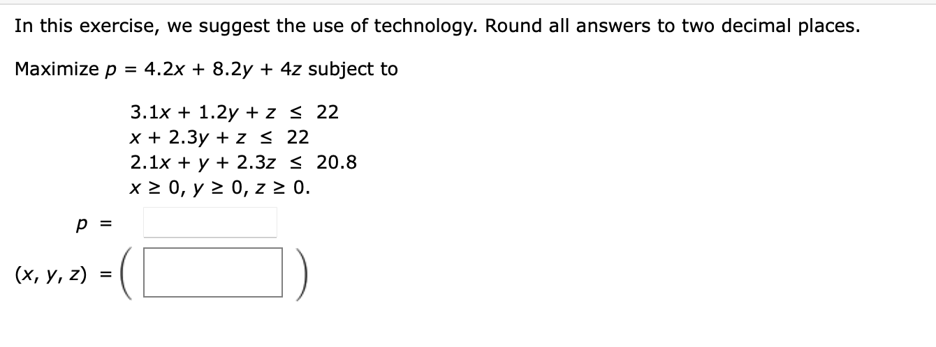 1. \fMaximize p = 3x + 6y + 3z + 6w + 3v subject