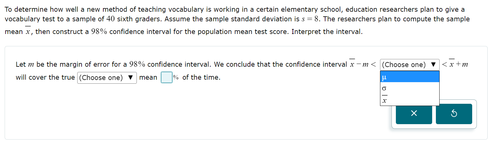 Let be the margin of error for a confidence