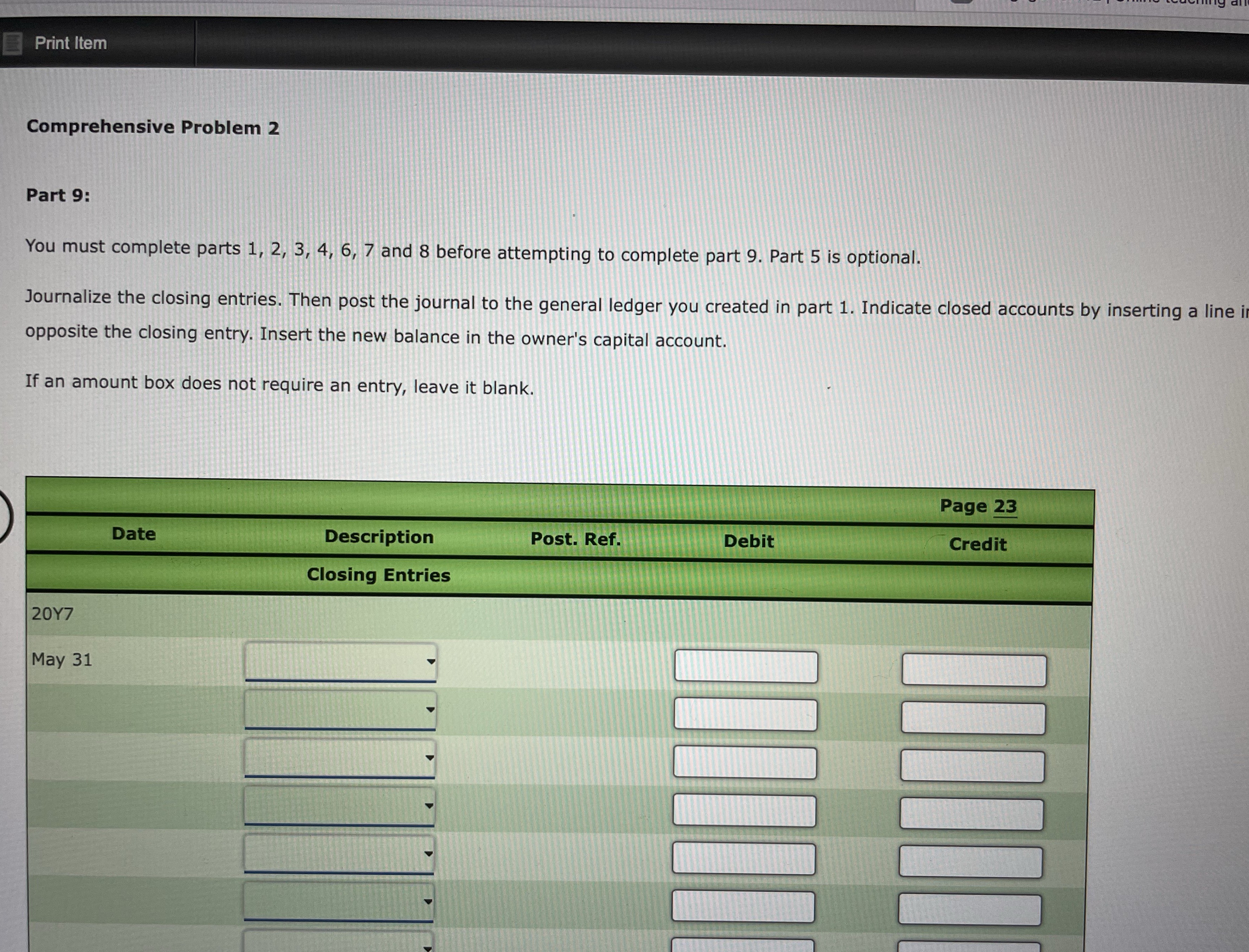 Print Item Comprehensive Problem 2 Part 9: You
