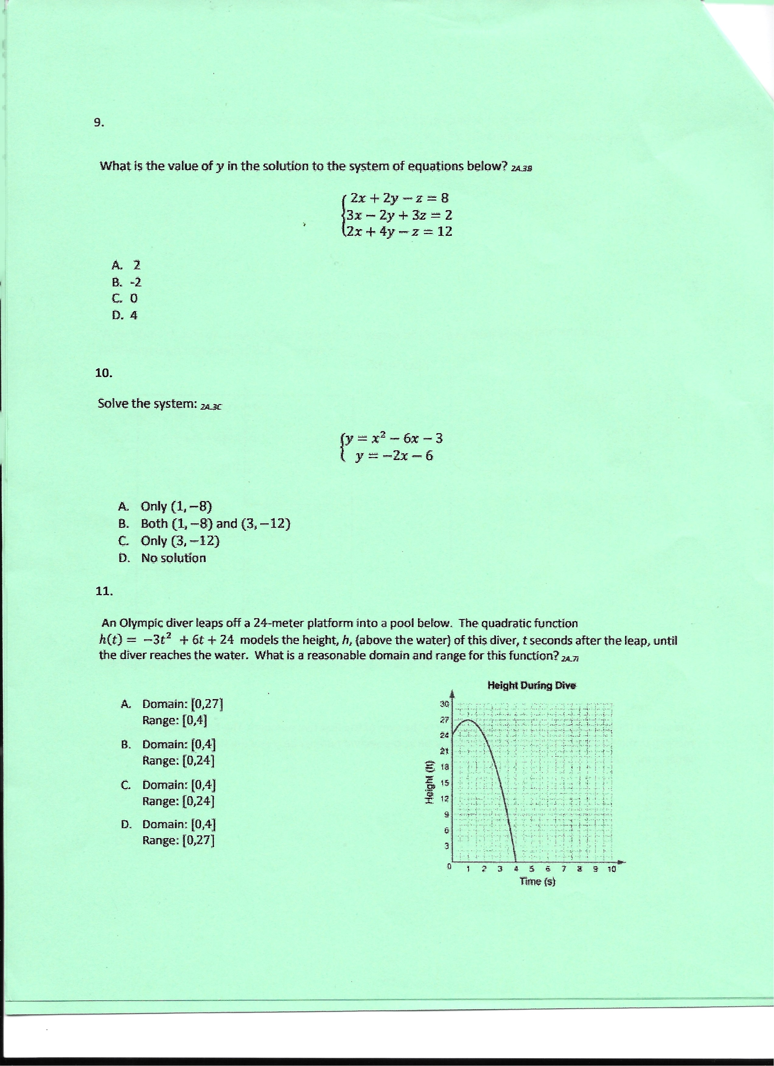 No multiple choice on the last 4 problems. 22.