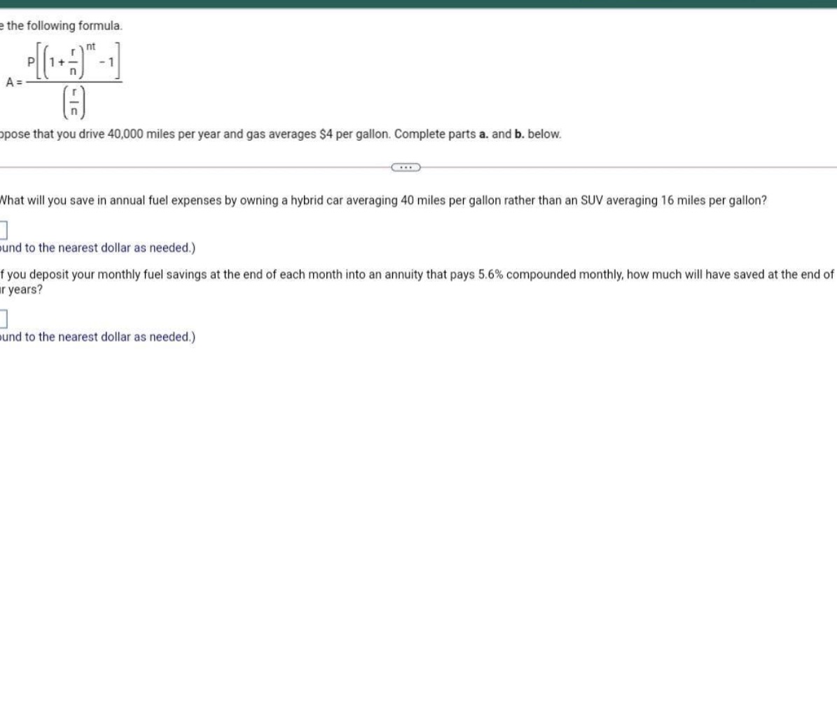 the following formula. A = pose that you drive