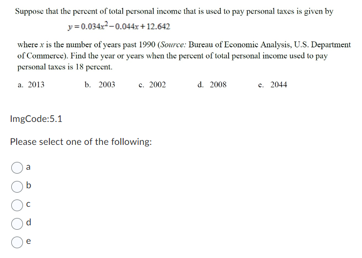Suppose that the percent of total personal income