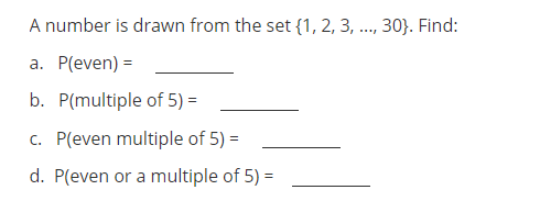 A number is drawn from the set {1, 2, 3, ...,