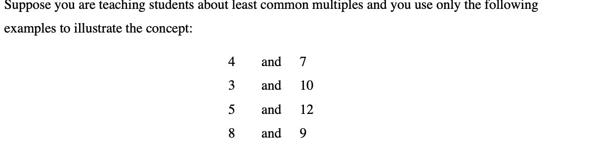 Suppose you are teaching students about least