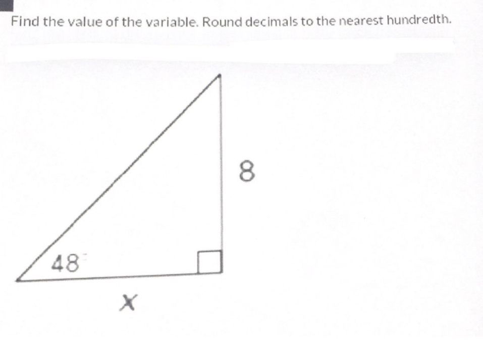 Find the value of the variable . Round to