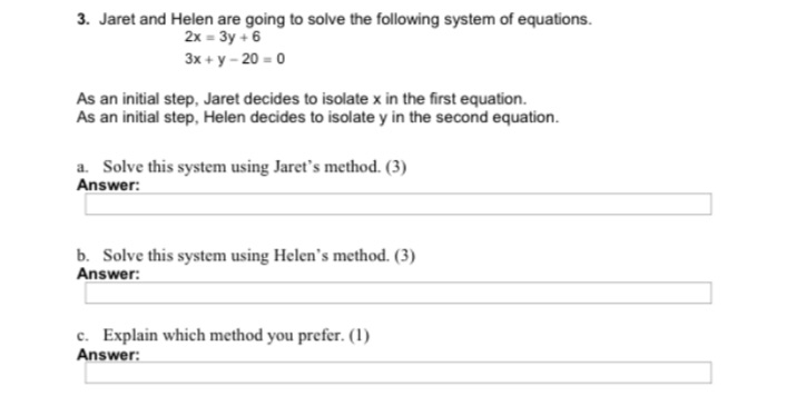 3. Jaret and Helen are going to solve the