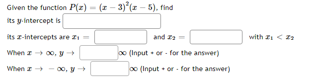 Given the function P(@) = (x - 3) (x - 5), find