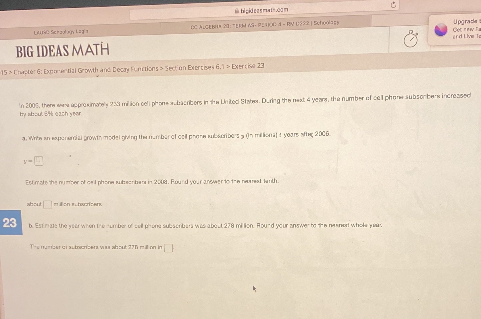 bigideasmath.com LAUSD Schoology Login CC ALGEBRA
