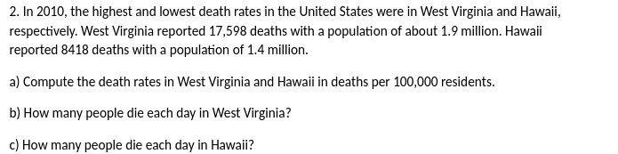 2. In 2010, the highest and lowest death rates in