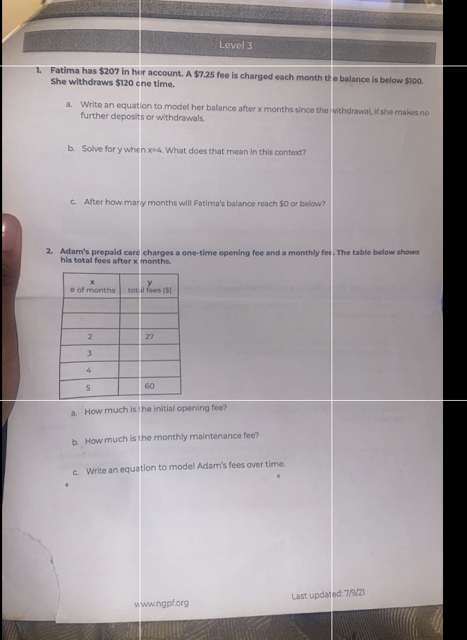 Can you answer these questions for me Level 3 1.