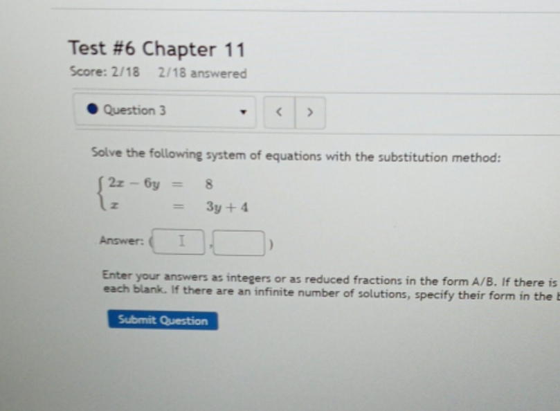 question is in picture Test #6 Chapter 11 Score: