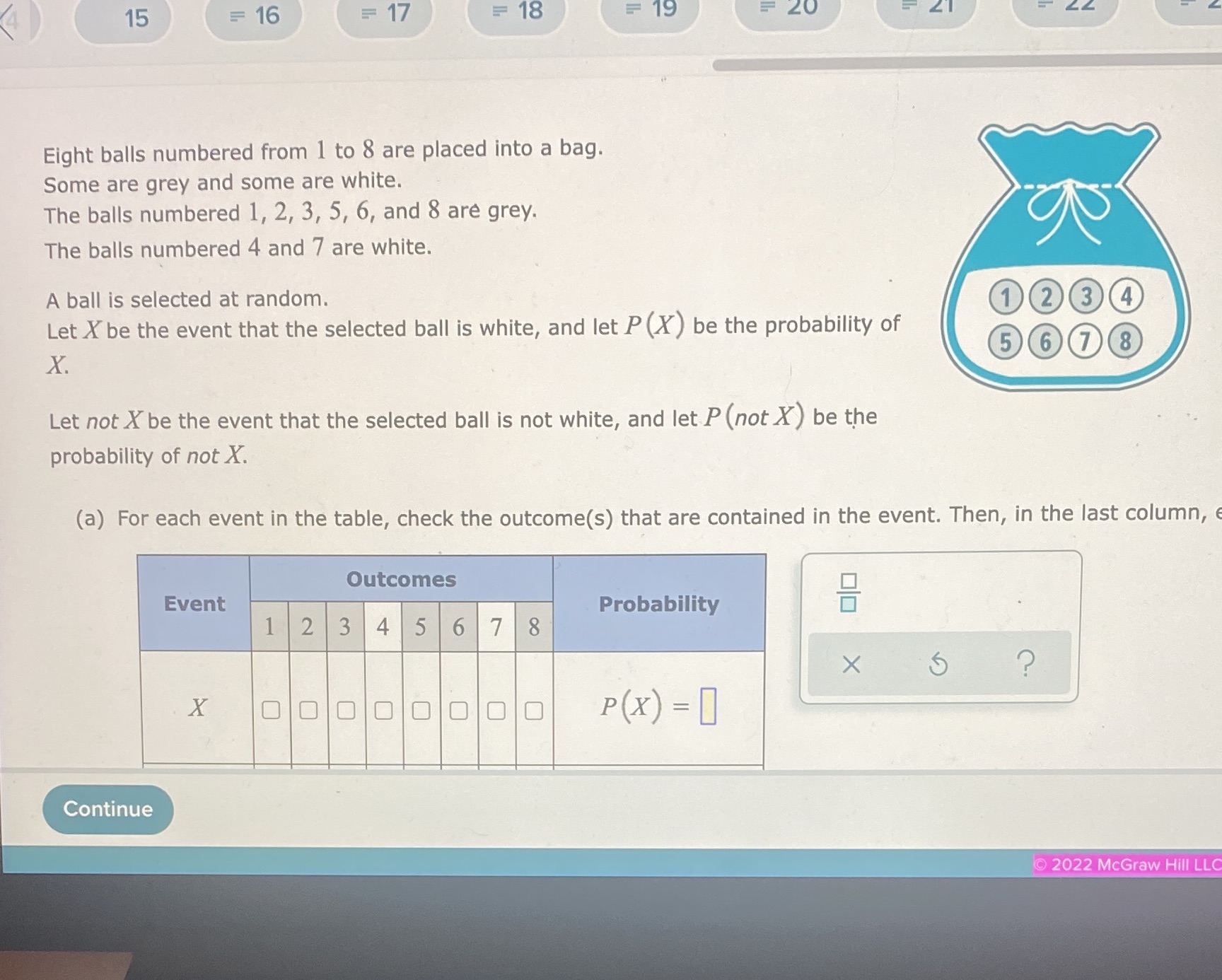 15 = 16 = 17 = 18 = 19 20 Eight balls numbered