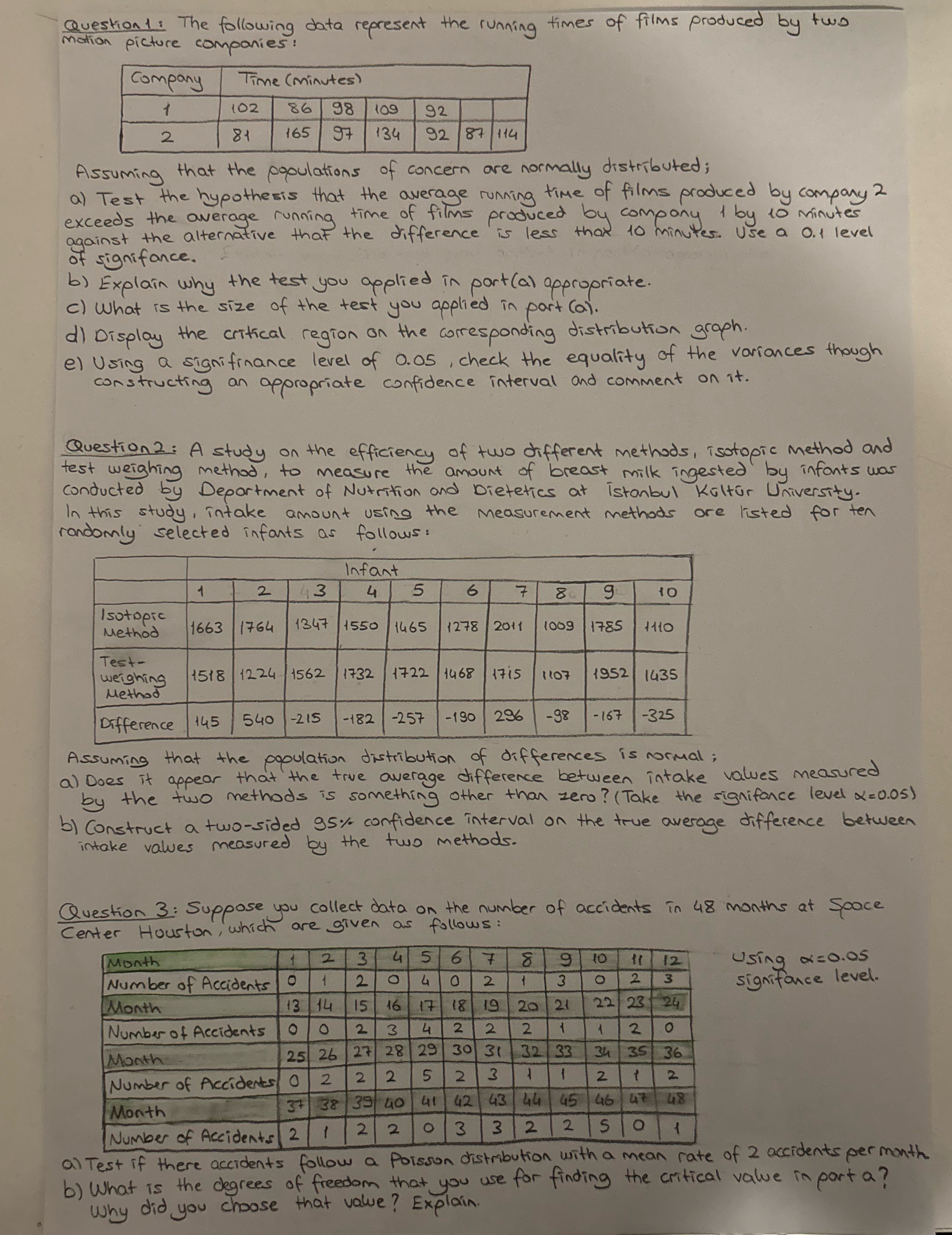 Statistic questions. Please solve it in detail