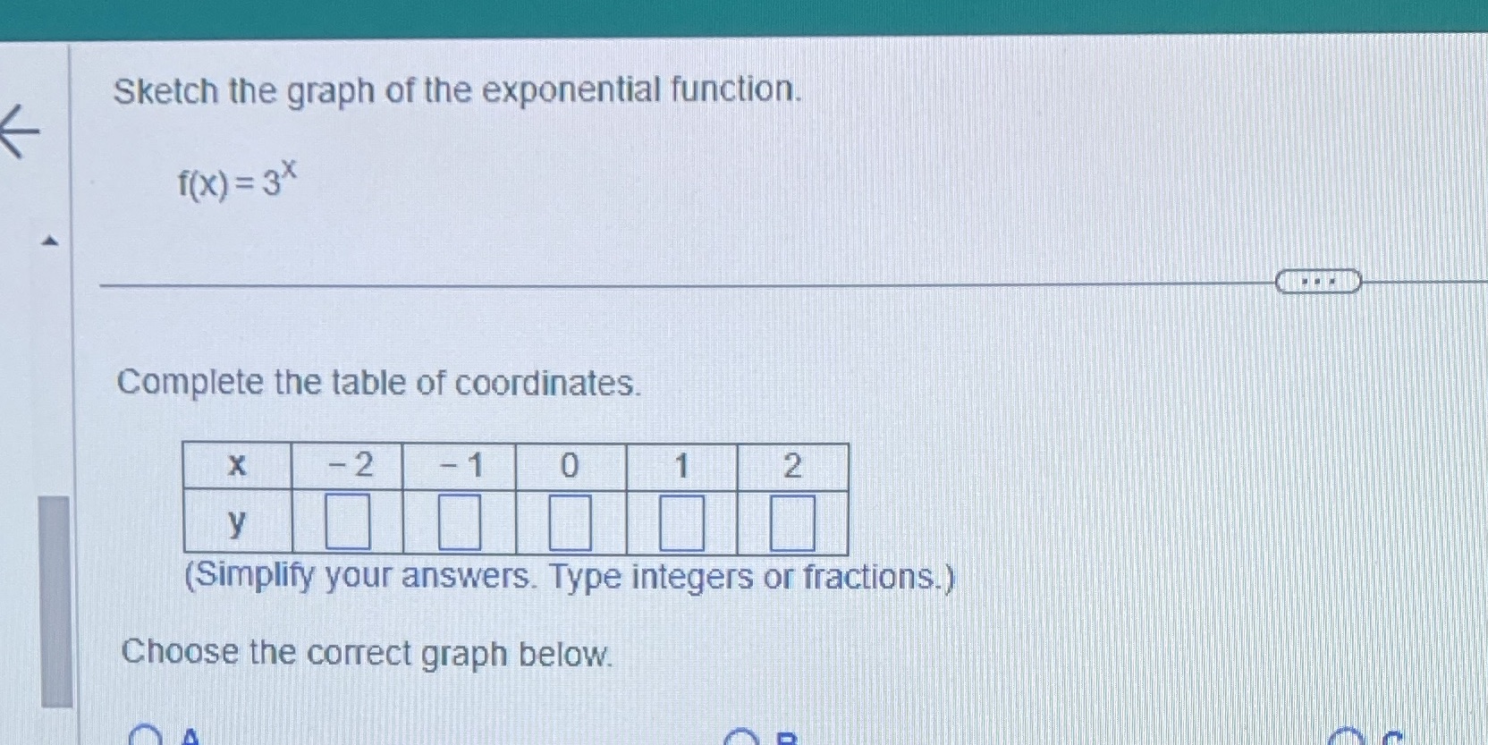 Sketch the graph of the exponential function.