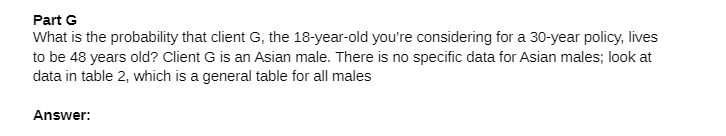 Part G What is the probability that client G, the