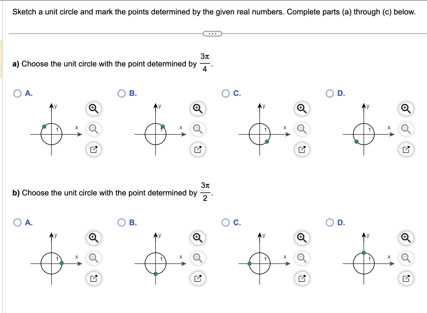 Sketch a unit circle and mark the points
