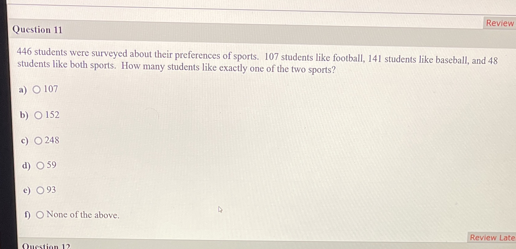 Review Question 11 446 students were surveyed