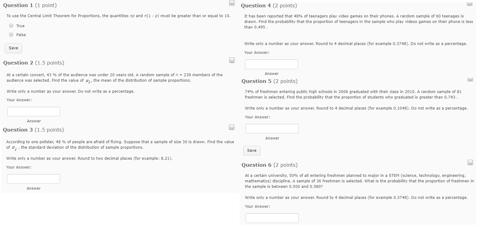 I have six question I'd like to double check as