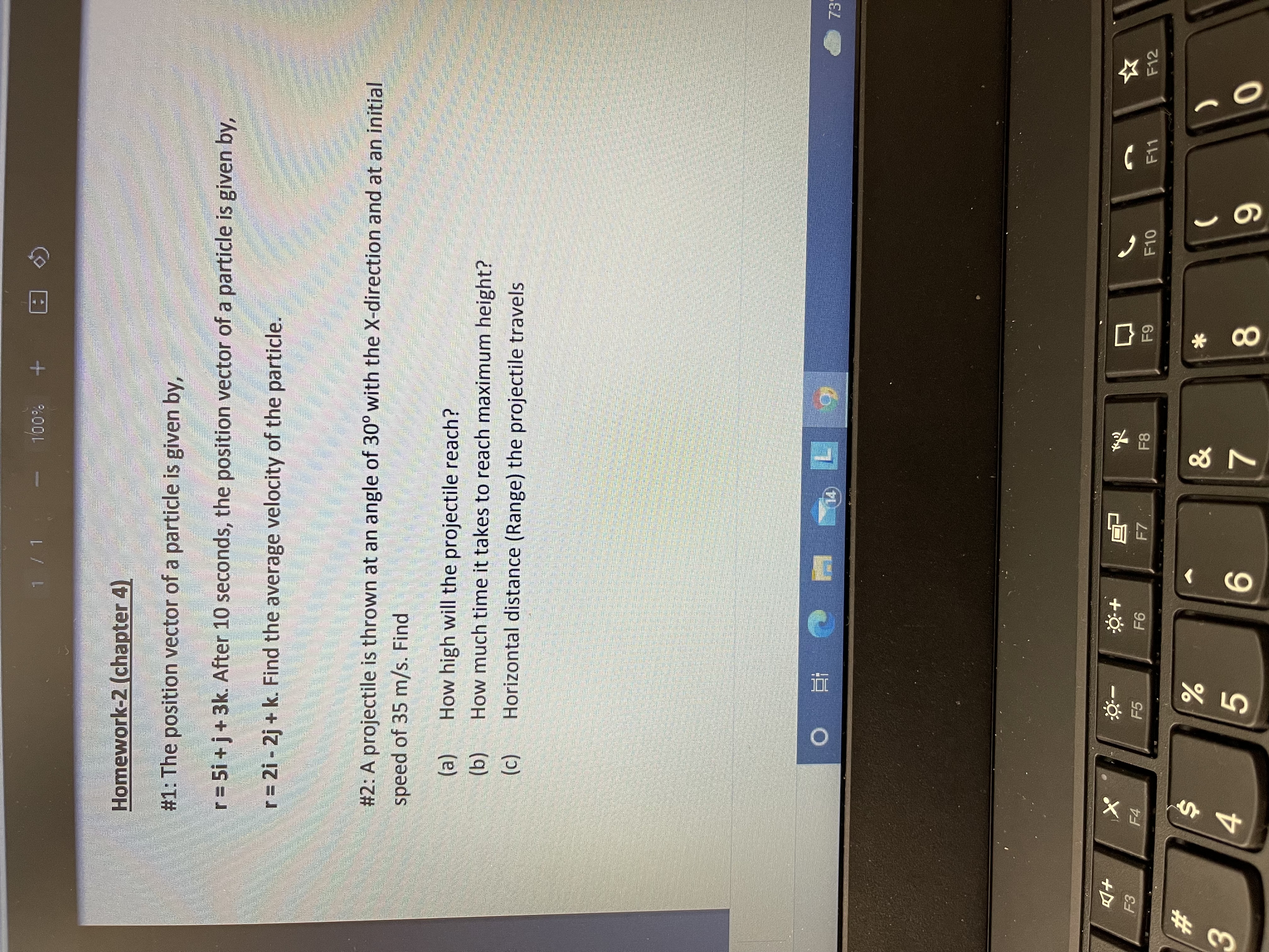 100% + Homework-2 (chapter 4) #1: The position