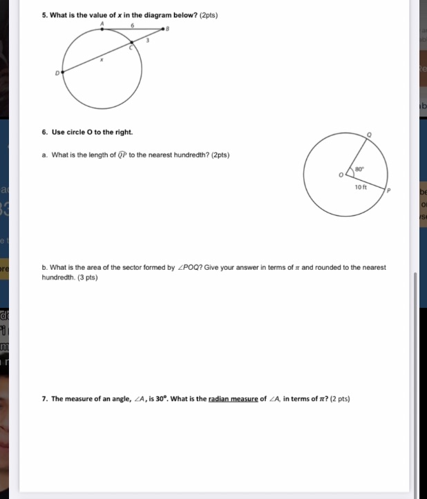 5. What is the value of x in the diagram below?