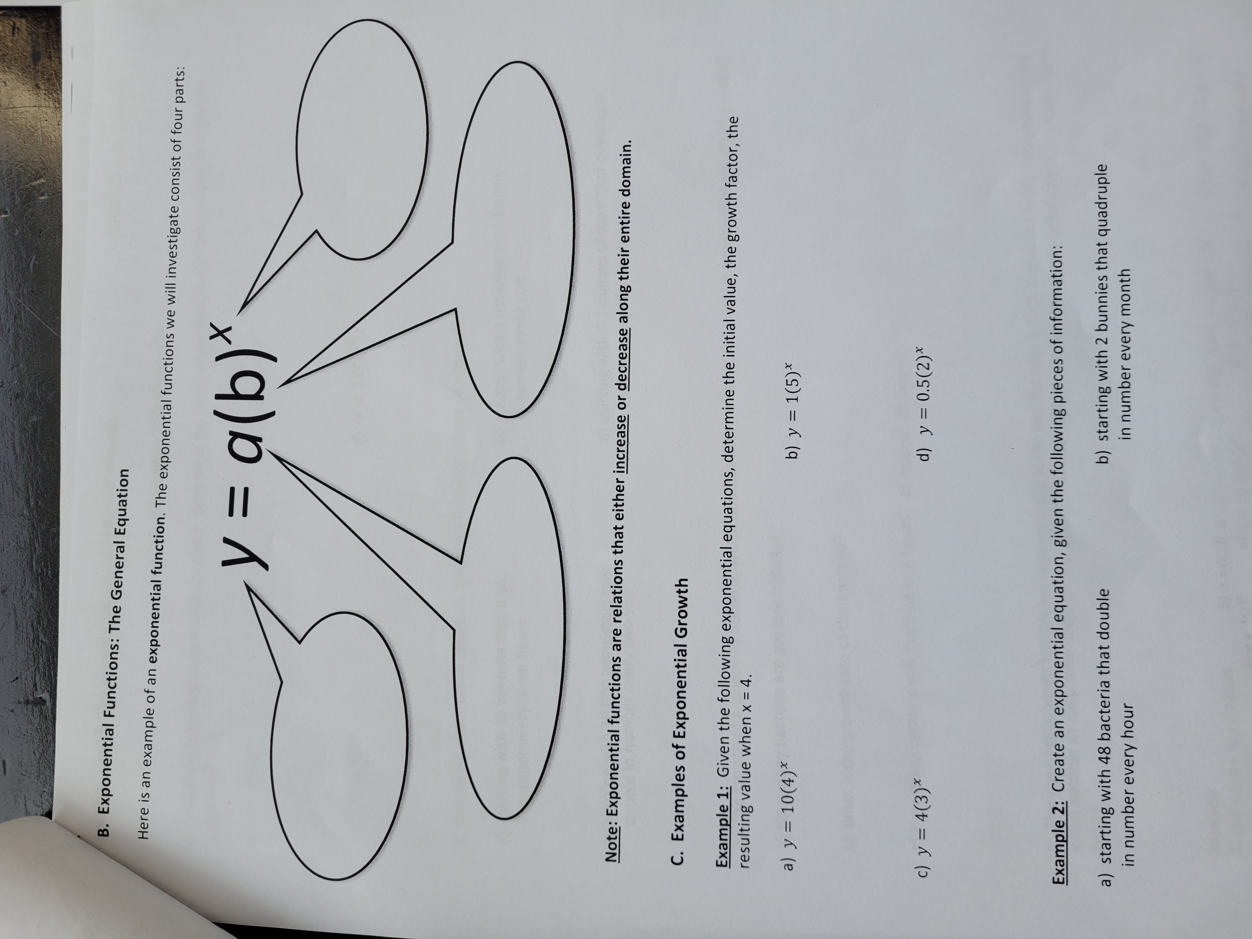 B. Exponential Functions: The General Equation