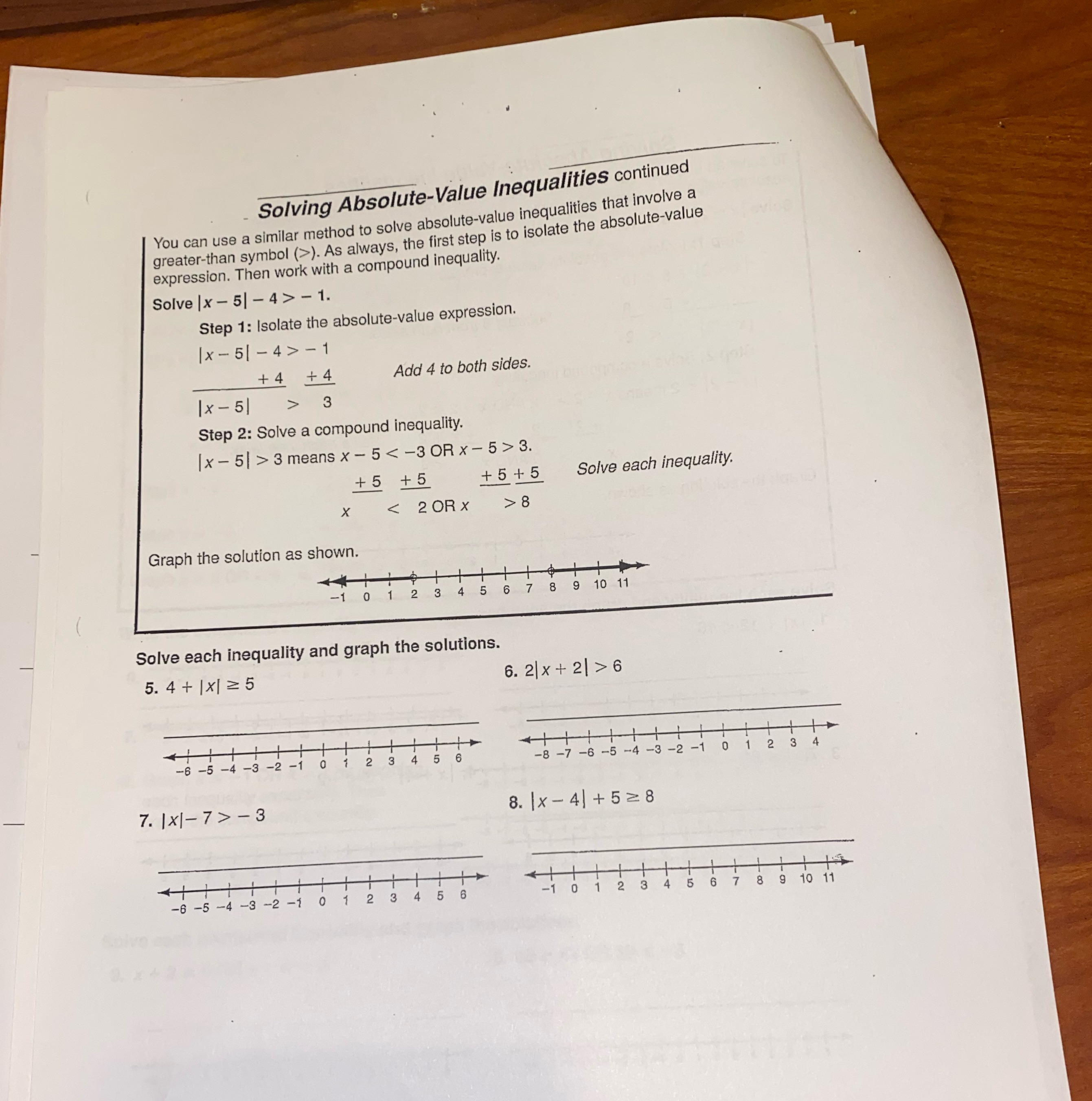 Solving Absolute-Value Inequalities continued You