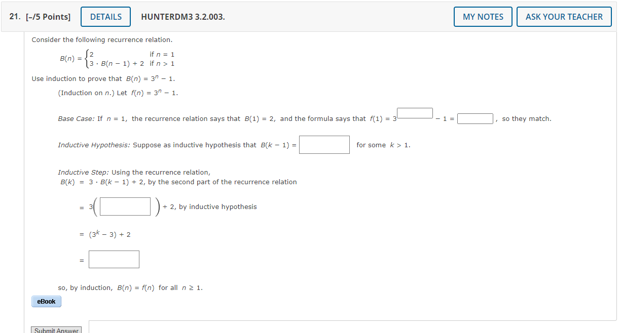 21. [-/5 Points] DETAILS HUNTERDM3 3.2.003. MY