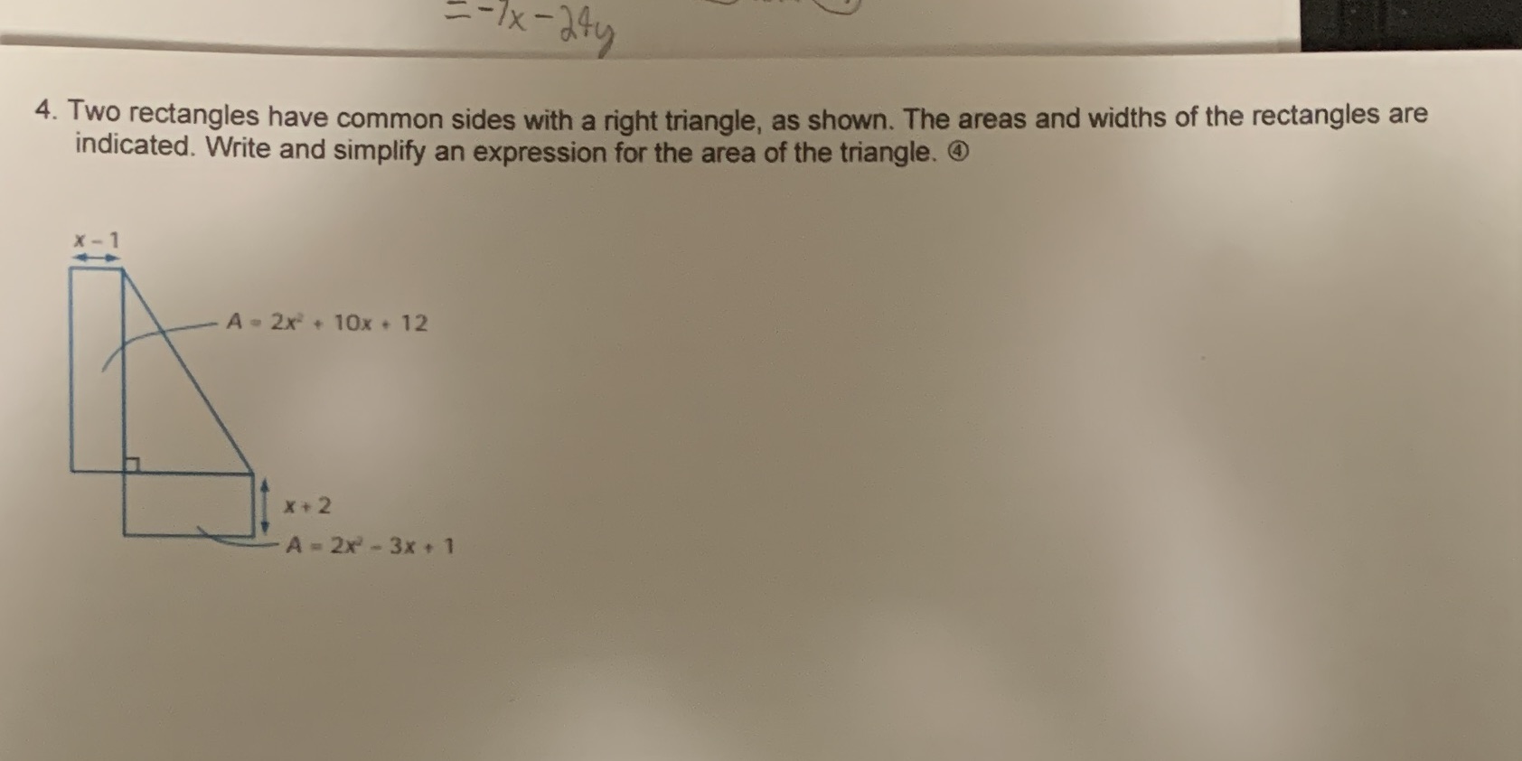 - - 1x - 24y 4. Two rectangles have common sides