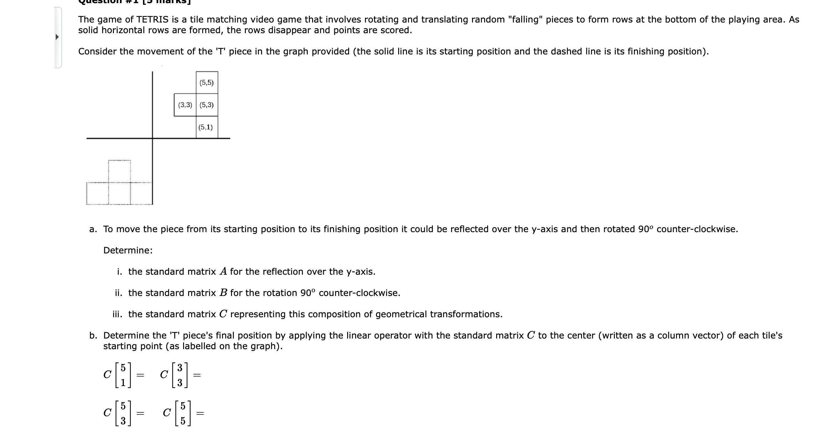 Determine the standard matrix A See attachment